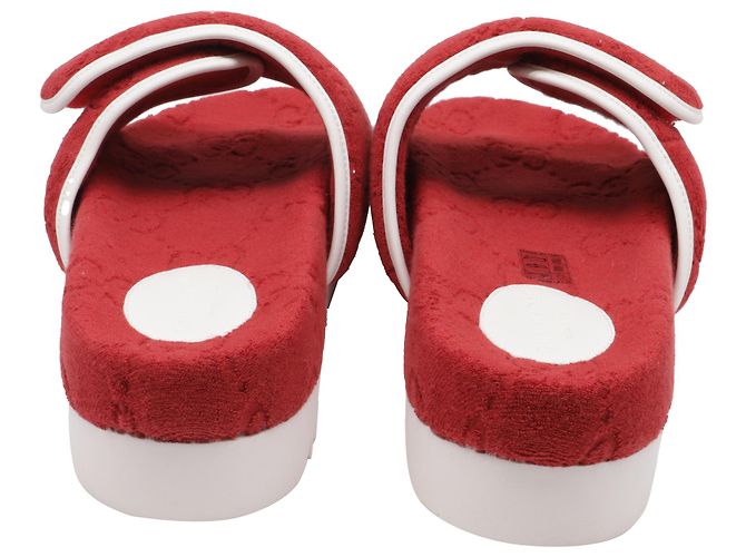 Adidas x Gucci Monogramm-Slides aus roter Baumwolle - Ansicht 5