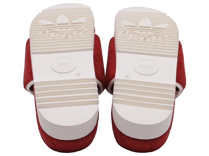 Adidas x Gucci Monogramm-Slides aus roter Baumwolle - Ansicht 6