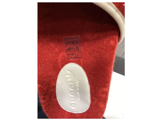 Adidas x Gucci Monogramm-Slides aus roter Baumwolle - Ansicht 8