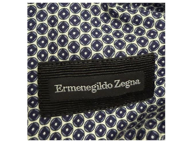 Camicia a maniche corte con bottoni stampata Ermenegildo Zegna in cotone blu navy - vista 4