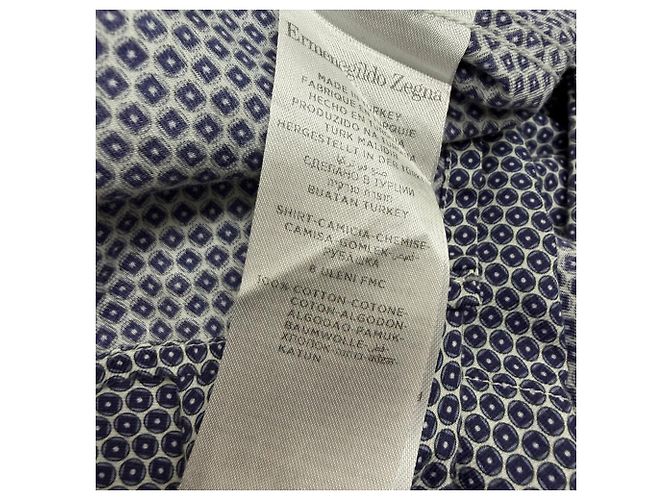Camicia a maniche corte con bottoni stampata Ermenegildo Zegna in cotone blu navy - vista 5