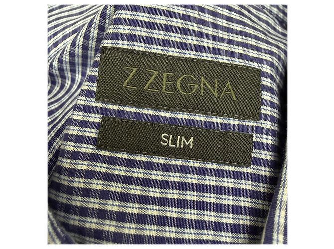Ermenegildo Zegna Camicia a quadri Z Zegna in cotone blu Blu chiaro - vista 4