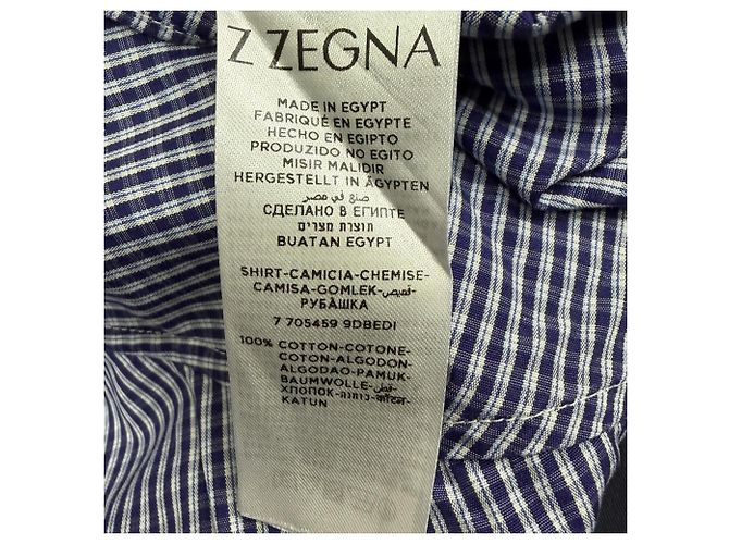 Ermenegildo Zegna Camicia a quadri Z Zegna in cotone blu Blu chiaro - vista 5