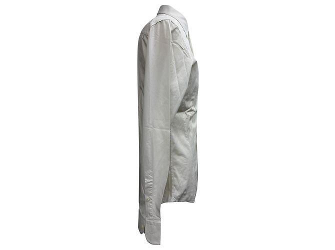Ermenegildo Zegna Camisa de manga longa com botão Z Zegna em algodão branco Cru - vista 2