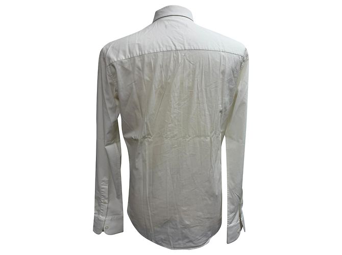 Ermenegildo Zegna Camisa de manga longa com botão Z Zegna em algodão branco Cru - vista 3