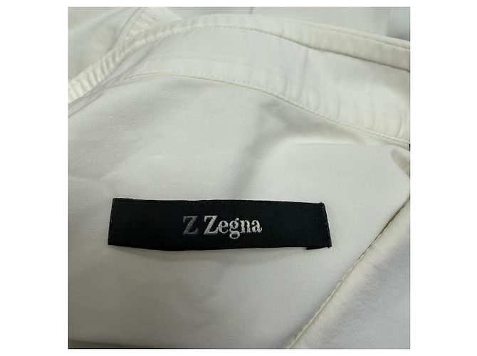 Ermenegildo Zegna Camisa de manga longa com botão Z Zegna em algodão branco Cru - vista 4