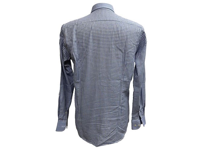 Camisa de manga larga abotonada de algodón azul con estampado de cuadros Etro - vista 3