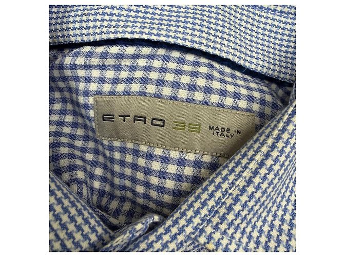 Camisa de manga larga abotonada de algodón azul con estampado de cuadros Etro - vista 4