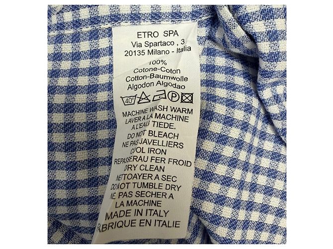 Camisa de manga larga abotonada de algodón azul con estampado de cuadros Etro - vista 5