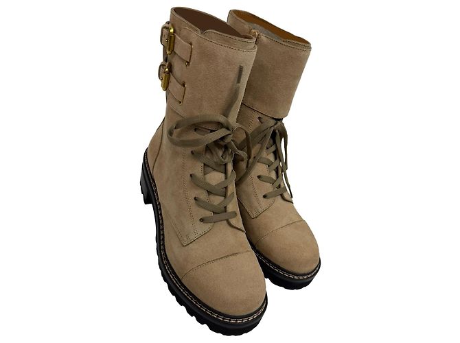 Mallory Combat Stiefeletten aus beigem Wildleder von See by Chloé - Ansicht 5
