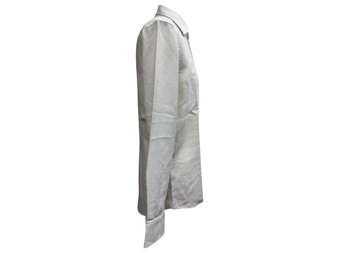 Camicia button-down a maniche lunghe in cotone bianco con texture a waffle Etro Crudo - vista 2