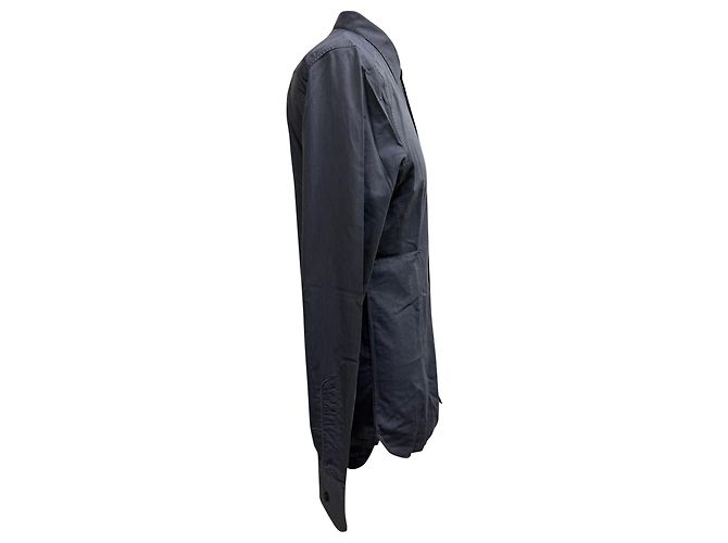 Ermenegildo Zegna Camicia a maniche lunghe con bottoni Z Zegna in cotone blu navy - vista 2