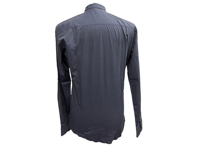 Ermenegildo Zegna Camicia a maniche lunghe con bottoni Z Zegna in cotone blu navy - vista 3