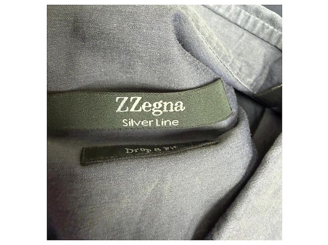 Ermenegildo Zegna Camicia a maniche lunghe con bottoni Z Zegna in cotone blu navy - vista 4