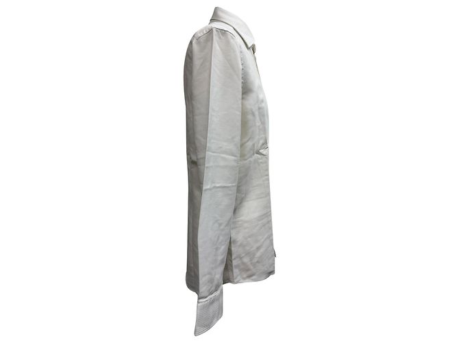 Camicia button-down in cotone bianco con texture a waffle Etro a maniche lunghe Crudo - vista 2