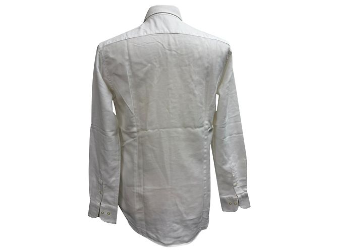 Camicia button-down in cotone bianco con texture a waffle Etro a maniche lunghe Crudo - vista 3