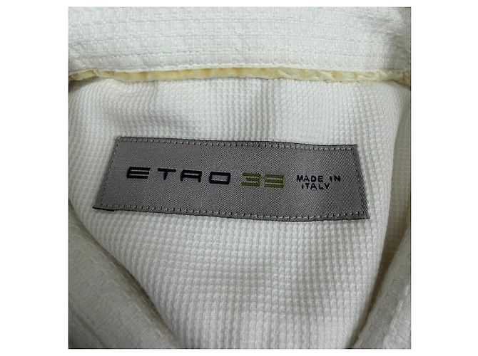 Camicia button-down in cotone bianco con texture a waffle Etro a maniche lunghe Crudo - vista 4