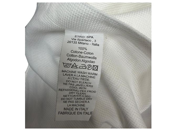 Camicia button-down in cotone bianco con texture a waffle Etro a maniche lunghe Crudo - vista 5