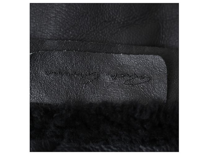 Schwarze Lederjacke mit Shearling-Futter von Rick Owens - Ansicht 4