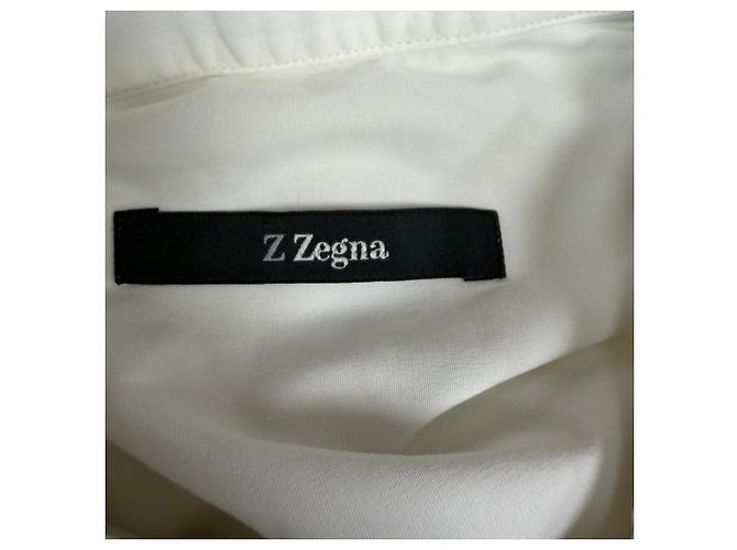 Ermenegildo Zegna Z Zegna Langarmhemd mit Knopf in weißer Baumwolle Roh - Ansicht 5