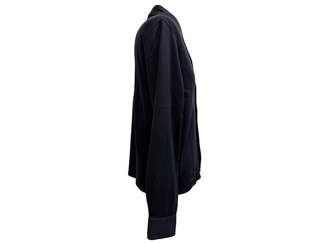 Camicia a maniche lunghe con bottoni Prada in cotone blu navy - vista 3