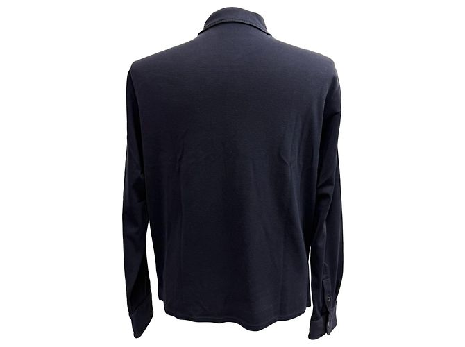 Camicia a maniche lunghe con bottoni Prada in cotone blu navy - vista 4