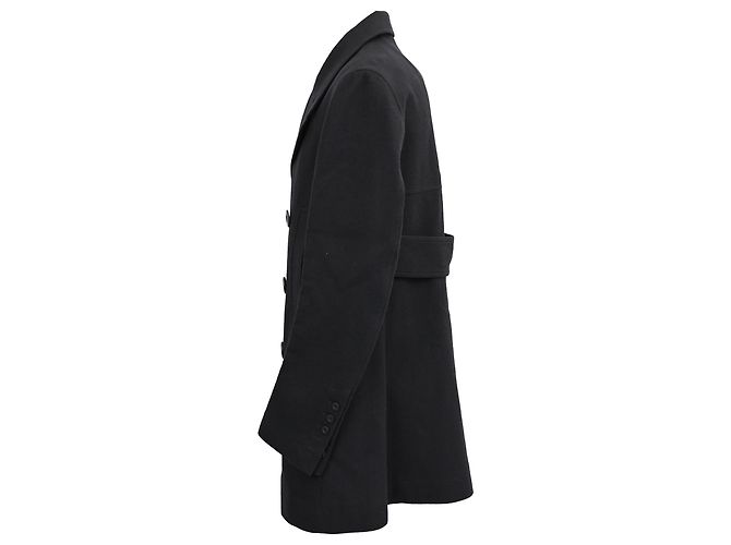 Rick Owens Double-Breasted Peacoat in Black Wool - view 2