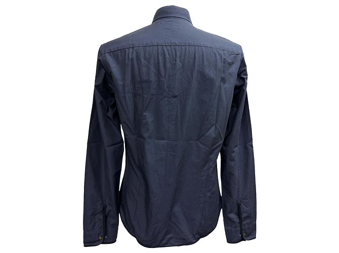 Camicia a maniche lunghe con bottoni in cotone blu navy a stampa vichy Jil Sander - vista 3