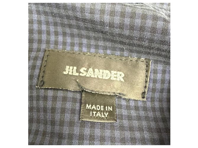 Camicia a maniche lunghe con bottoni in cotone blu navy a stampa vichy Jil Sander - vista 4