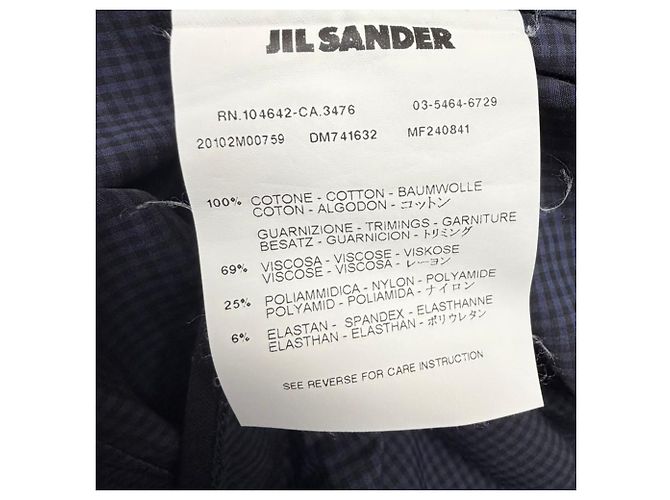 Camicia a maniche lunghe con bottoni in cotone blu navy a stampa vichy Jil Sander - vista 5