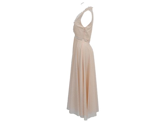 Cassy Midi Kleid aus rosa Polyester von Sandro Paris Pink Angeln - Ansicht 2