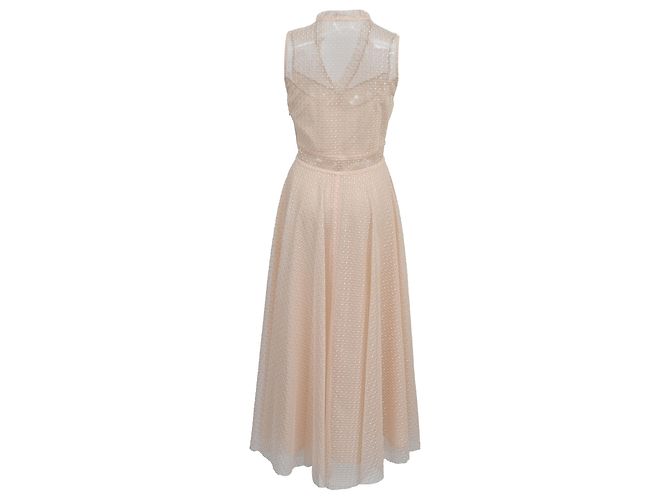 Cassy Midi Kleid aus rosa Polyester von Sandro Paris Pink Angeln - Ansicht 3