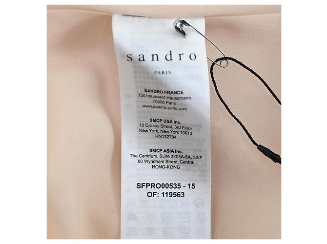 Cassy Midi Kleid aus rosa Polyester von Sandro Paris Pink Angeln - Ansicht 4