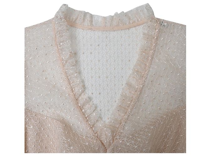 Cassy Midi Kleid aus rosa Polyester von Sandro Paris Pink Angeln - Ansicht 5
