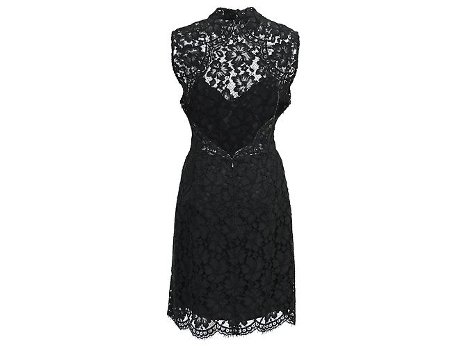 Mini-Kleid aus schwarzer Viskose mit Spitzenmuster von Sandro - Ansicht 3