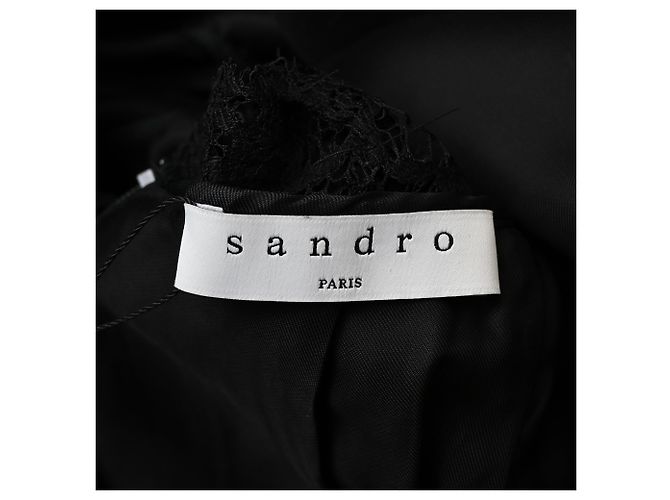 Mini-Kleid aus schwarzer Viskose mit Spitzenmuster von Sandro - Ansicht 4