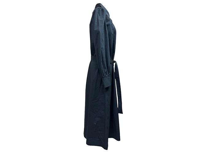 Abito camicia midi a maniche lunghe Tory Burch Artist in cotone blu navy - vista 2