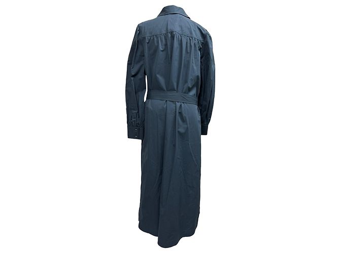 Abito camicia midi a maniche lunghe Tory Burch Artist in cotone blu navy - vista 3