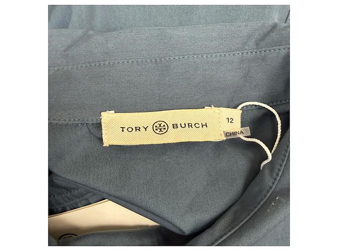 Abito camicia midi a maniche lunghe Tory Burch Artist in cotone blu navy - vista 4