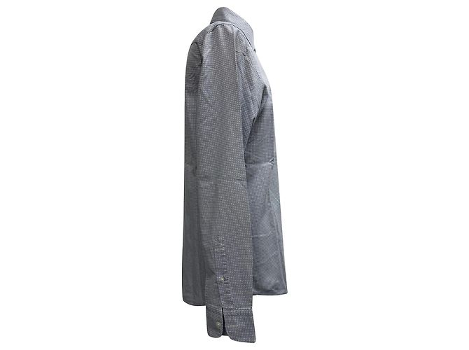 Ermenegildo Zegna Camicia a maniche lunghe con bottoni stampata Z Zegna in cotone grigio - vista 2