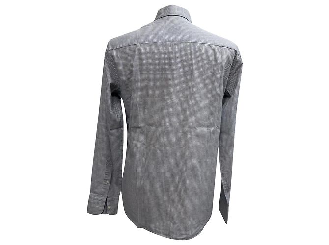 Ermenegildo Zegna Camicia a maniche lunghe con bottoni stampata Z Zegna in cotone grigio - vista 3