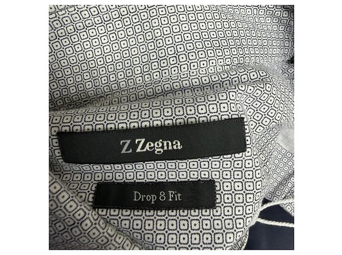 Ermenegildo Zegna Camicia a maniche lunghe con bottoni stampata Z Zegna in cotone grigio - vista 4