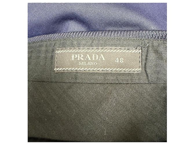 Pantaloni dritti Prada in lana blu navy - vista 5