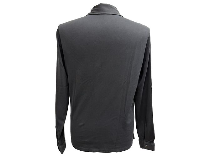 Camicia a maniche lunghe con bottoni Prada in cotone grigio - vista 3