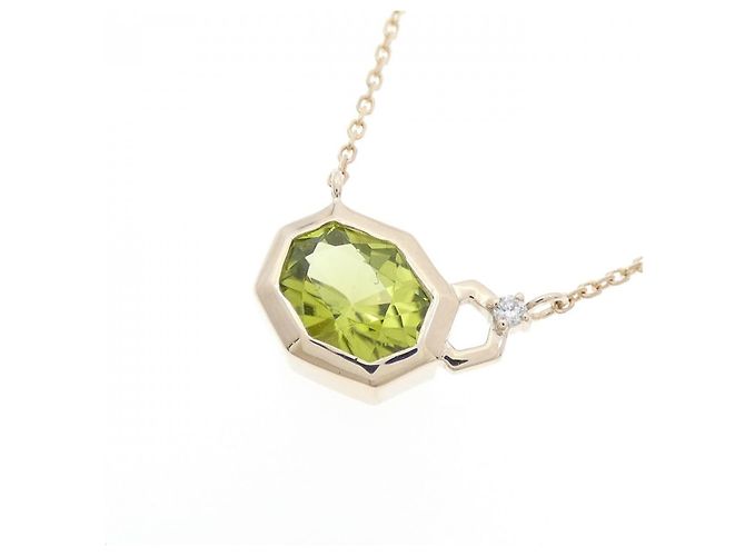 Autre Marque Collana in oro giallo K10 con peridoto e diamanti D'oro - vista 3