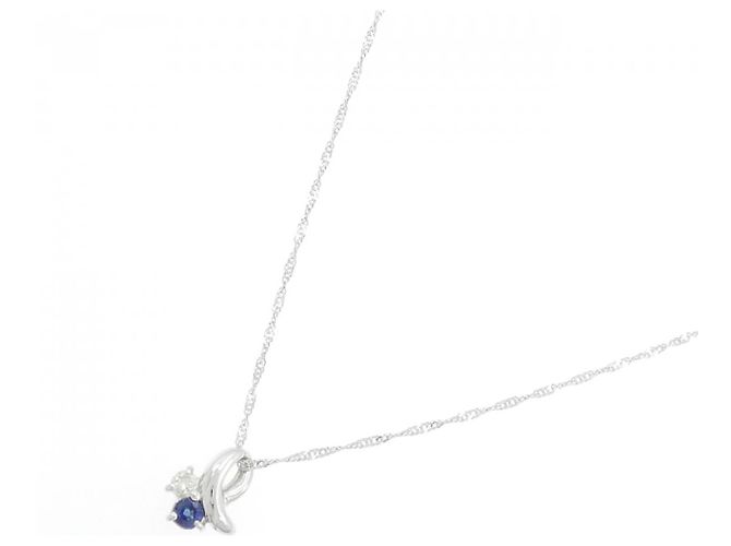 Autre Marque Collana in Zaffiro e Diamante Pt900 Pt850 Blu - vista 2