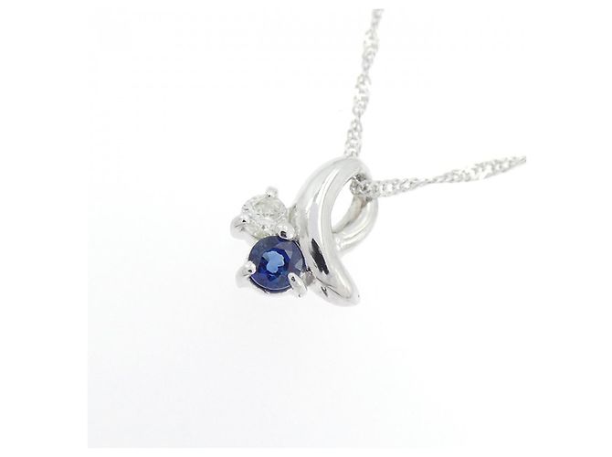 Autre Marque Collana in Zaffiro e Diamante Pt900 Pt850 Blu - vista 3