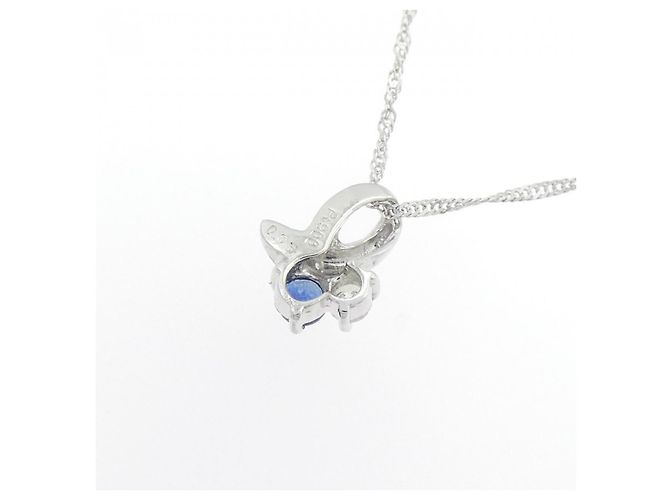 Autre Marque Collana in Zaffiro e Diamante Pt900 Pt850 Blu - vista 4