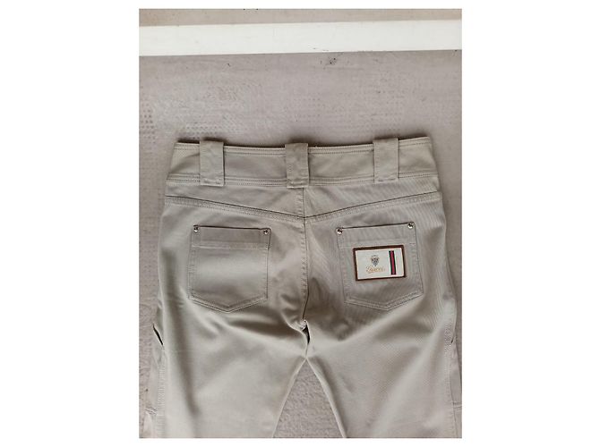 Jeans Gucci Beige in Cotone - vista 6