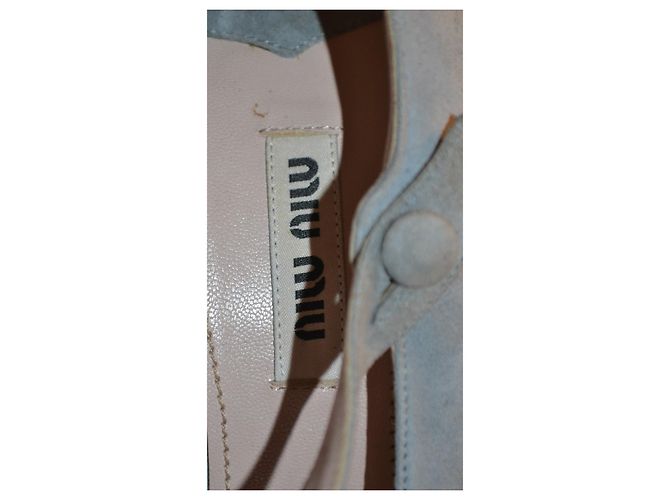 Décolleté con plateau Miu Miu grigio turchese deerskin 38 IT - vista 6